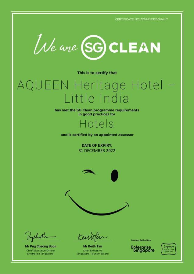 Aqueen Heritage Hotel Little India Singapore Exterior photo